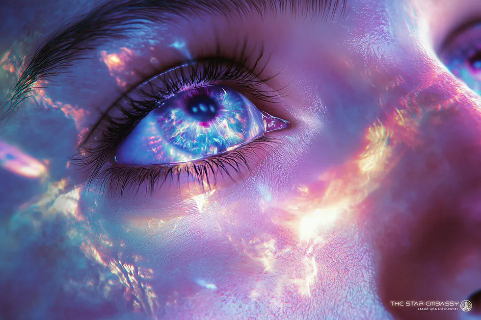 A calm person looking out at a wide horizon, suggesting expanded perception