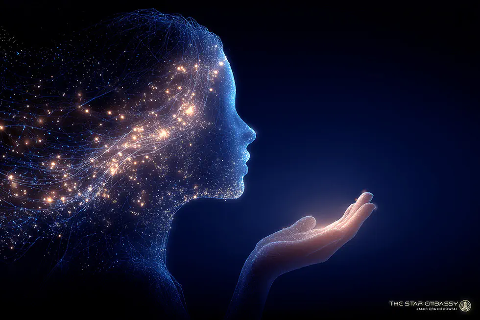 A serene figure with a soft glow above the head, symbolising the superconscious mind