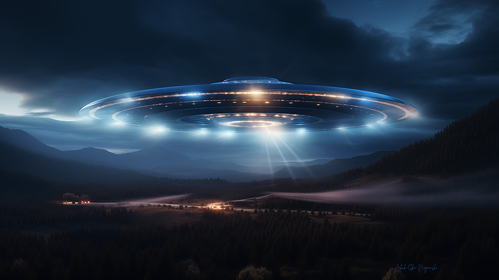 UFO at night Art
