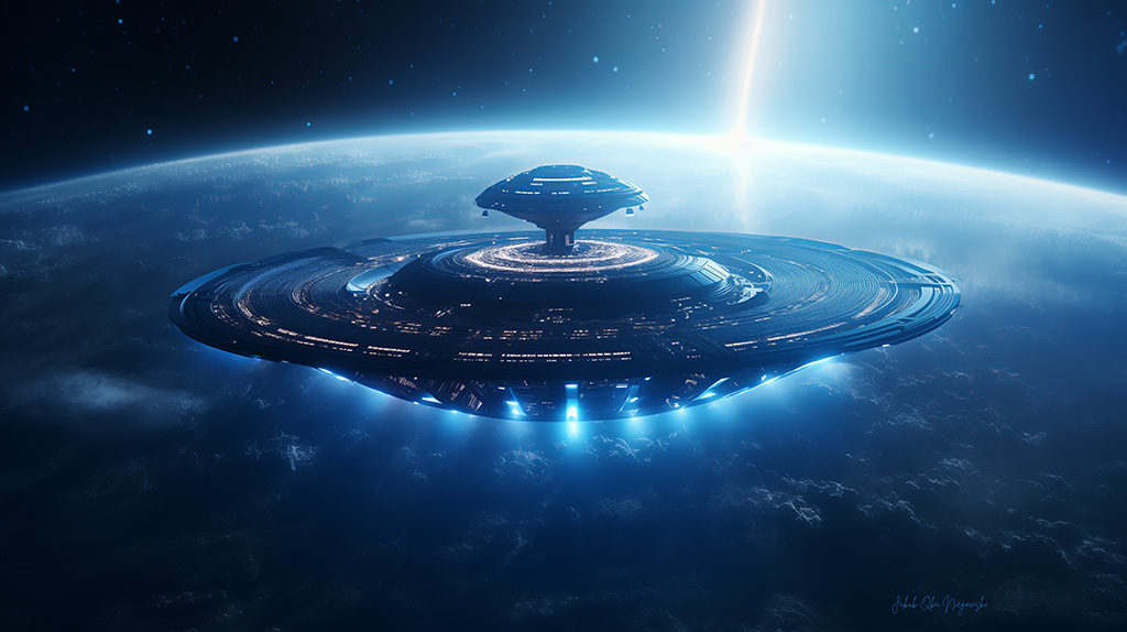 UFO in Earth’s orbit Art