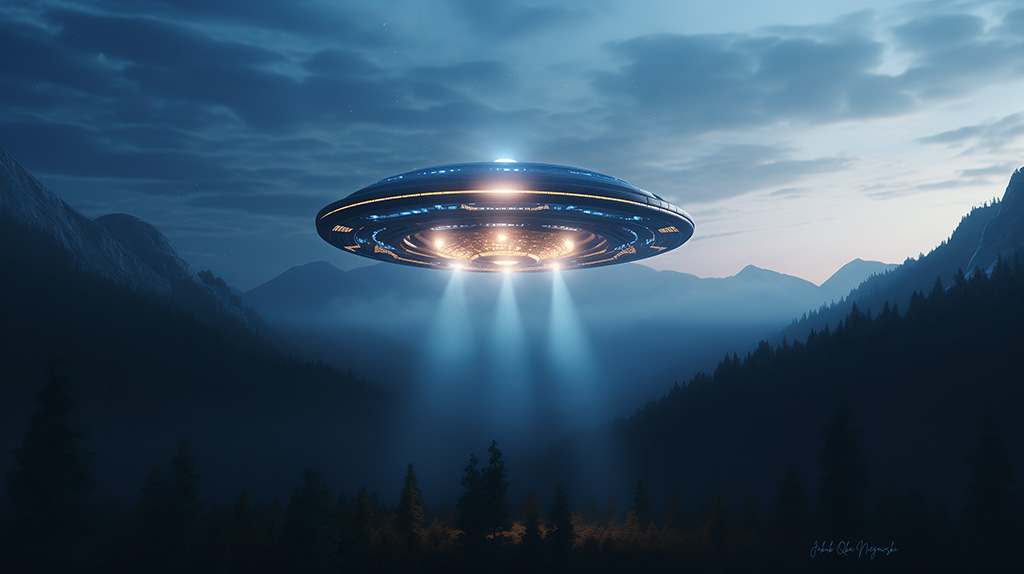 UFO in the mountains Art